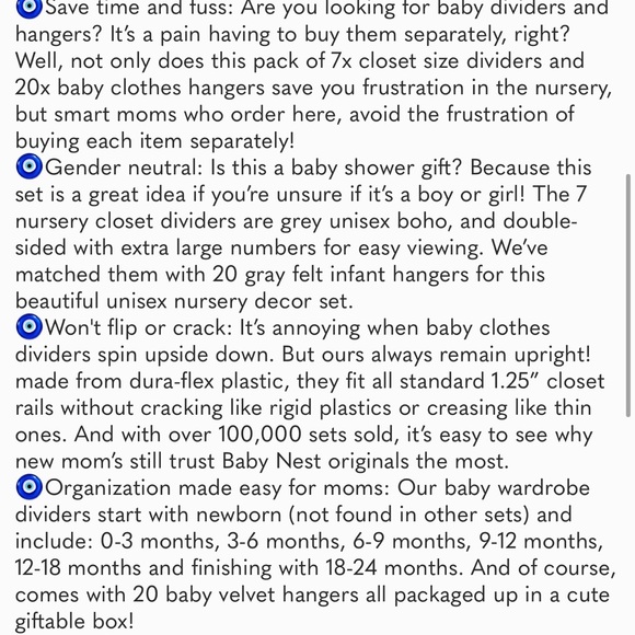 Baby Nest Designs 20x Baby Hangers for Closet with 7X Baby Closet Dividers for N - Picture 7 of 7